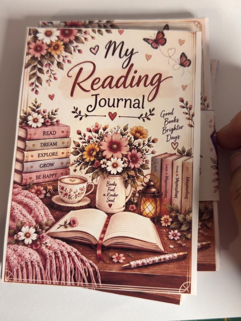 Pen Notepad Folder Floral Reading Journal Notepad | Book Lover Stationery, Reading Tracker ...
