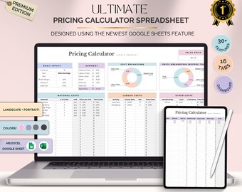Pricing Calculator Spreadsheet for Small Business, Product Cost & Profit Estimator, Google Sheets Template, Instant Download
