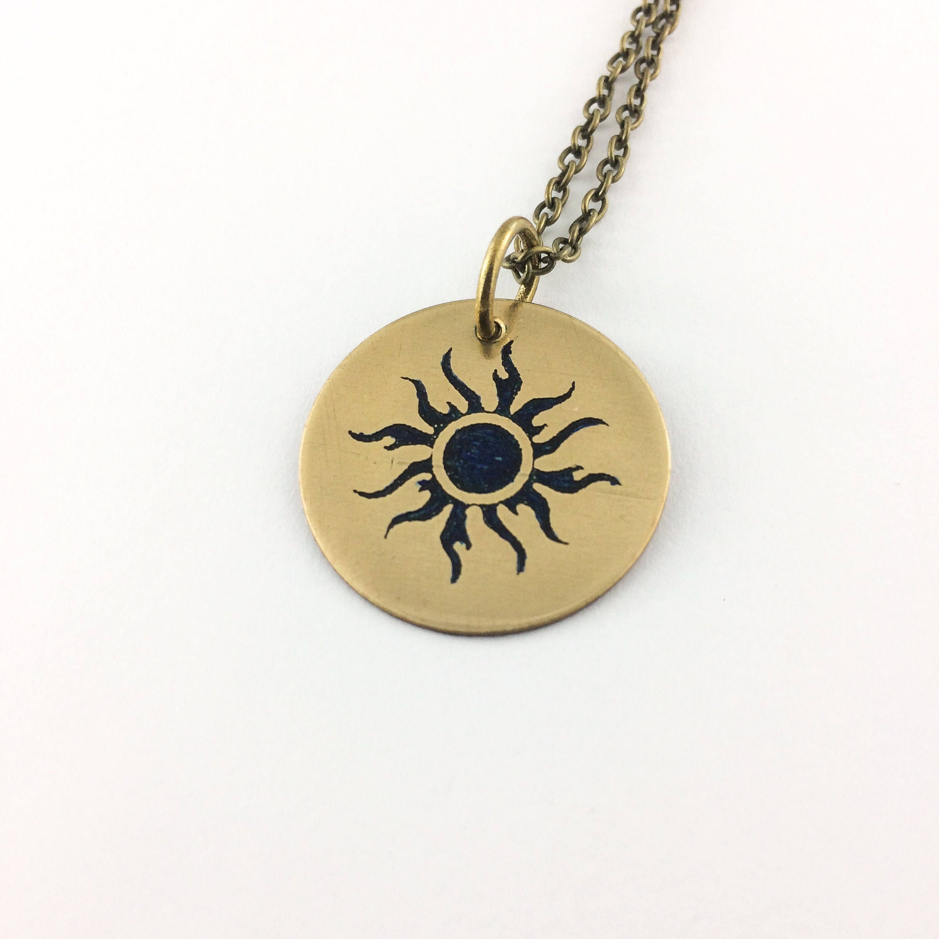 Flaming sun jewelry solar eclipse necklace celestial gifts Etsy