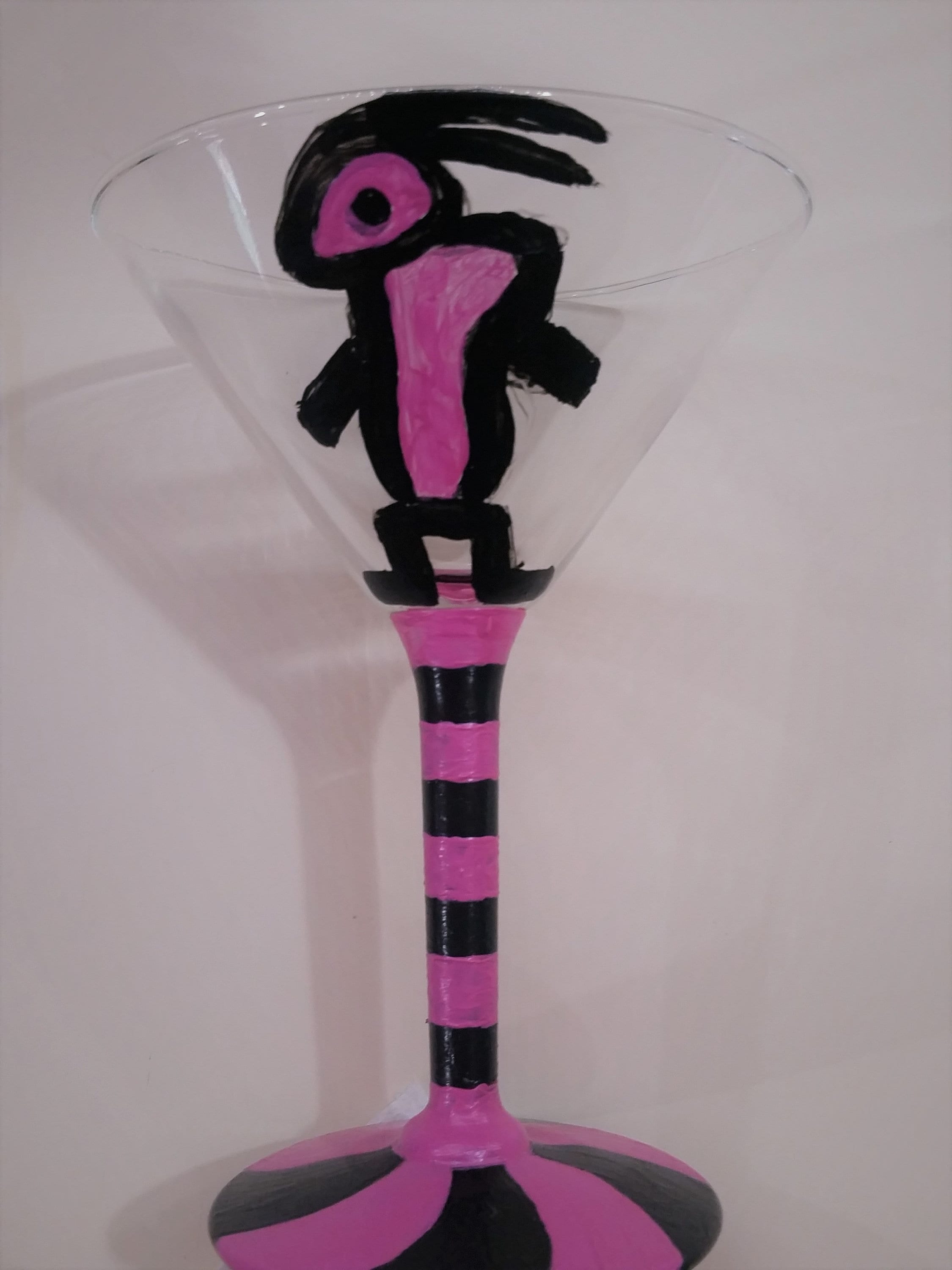 Funky Hand Painted Martini Glass Tribal Art Petroglyph Etsy
