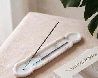 Porta incienso de mármol Ruh / Quemador de incienso de mármol blanco hecho a mano / Porta incienso minimalista de piedra / Decoración de altar zen