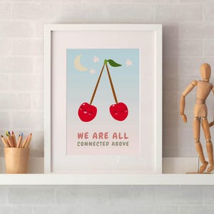Cherry Fruit Spiritual Wall Art Print | Spiritual Boho Print | Peaceful Kitchen Decor | Soulful Red Cherry Poster | Minimalist Fruit Poster
