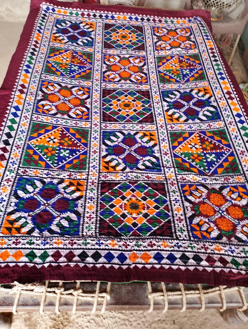 Handmade Sindhi Ralli Quilt Tradition Patchwork Blanket Ethnic