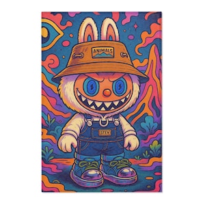 Alfombra Labubu de 61 x 91 cm: decoración colorida y acogedora para el suelo, ideal para la habitación de un bebé, el dormitorio de un niño, la sala de juegos, el regalo de un baby shower y la decoración del hogar.