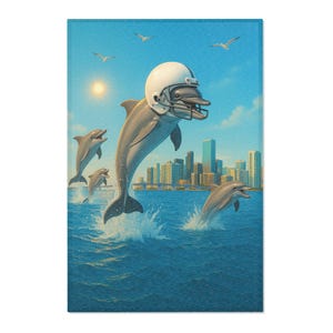 24" × 36" Miami Dolphins Rug, NFL Football Fan Home Decor, Sports Themed Carpet, Game Room Accent, Unique Gift for Dad, Man Cave Mat