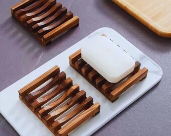 Rustic Wooden Soap Dish Tray: Handmade Eco-Friendly Soap Saver