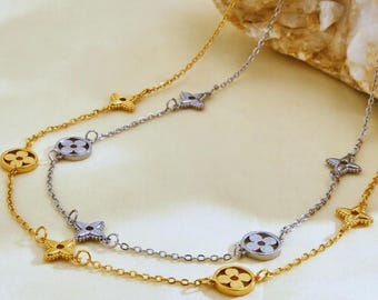 Gold 4 Leaf Clover Necklace: Minimalist Lucky Charm Pendant