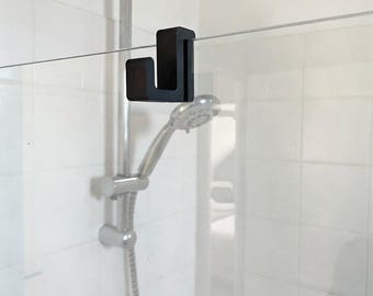 Handdoekhaak op maat voor de douche - Bevestigingsbeugel voor doucheglas - Badkamerhaak - Handdoekopbergruimte zonder boren