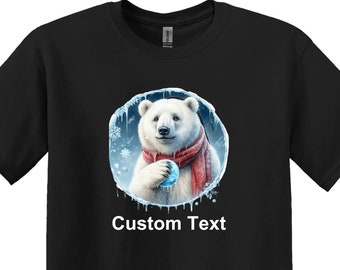 Winter Polar Bear T-Shirt, Custom Animal Lover Gift