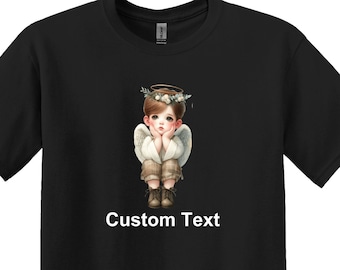 Boy Angel Graphic T-shirt, Custom Saint Shirt