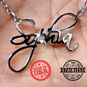 Name Necklace Stainless Steel customized with your name Custom Personalized initials pendant necklace charm Hand Buffed