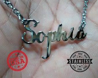 Custom Name Necklace, Stainless Steel Personalized Pendant