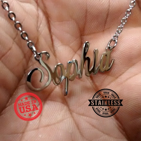 Shop Name Plate Necklace Etsy