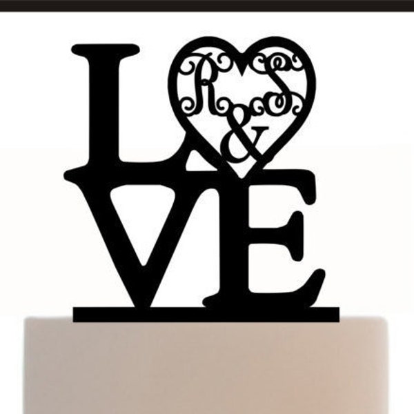 Custom LOVE Monogram Wedding Cake Topper, Acrylic Initials
