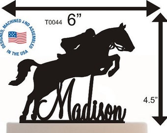 Cake Topper , Customized - Birthday - Anniversary - Event - Horse Rider - Last name - Removable Spikes and Base