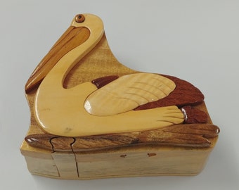 hand beaten copper Beautiful little Pelican bird box