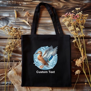 Winter Duck Tote bag, Custom Tote, Custom Animal Tote Bag, Pets, Animal, Personalized, Custom, Woodland Animal, Animal Lover Gift