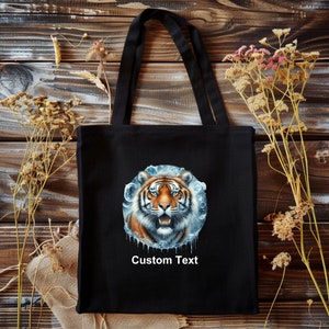 Winter Tiger Tote bag, Custom Tote, Custom Animal Tote Bag, Pets, Animal, Personalized, Custom, Woodland Animal, Animal Lover Gift