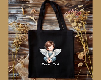 Boy Angel 100% Cotton Canvas Tote Bag, Personalized