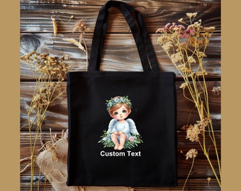 Custom Angel 100% Cotton Canvas Tote Bag