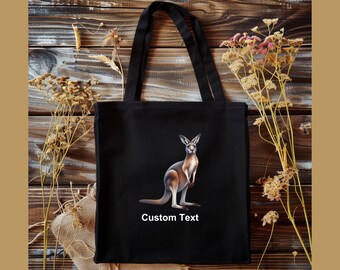 Custom Kangaroo Tote Bag, Personalized Animal Lover Gift