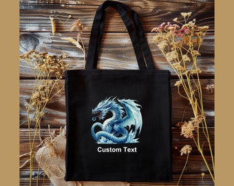 Custom Water Dragon Cotton Tote Bag, Mythical Beast