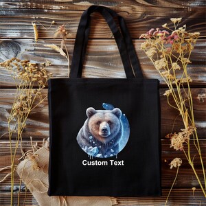 Winter Bear Tote bag, Custom Tote, Custom Animal Tote Bag, Pets, Animal, Personalized, Custom, Woodland Animal, Animal Lover Gift