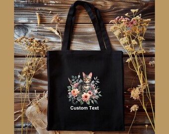 Personalized Cat Portrait Tote Bag, Custom Pet Gift