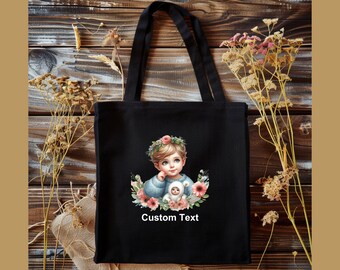Boy Angel Canvas Tote Bag, Personalized Gift