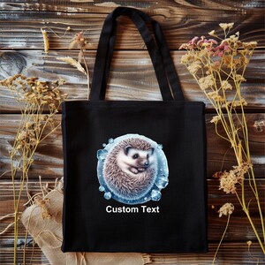 Winter Hedgehog Tote bag, Custom Tote, Custom Animal Tote Bag, Pets, Animal, Personalized, Custom, Woodland Animal, Animal Lover Gift