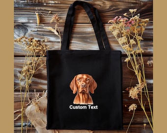 Custom Vizsla Dog Tote Bag, Personalized Canvas Tote