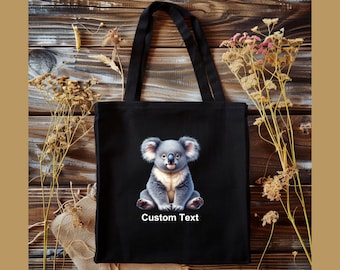 Custom Koala Canvas Tote Bag, Animal Lover Gift