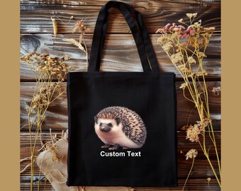 Custom Hedgehog Tote Bag, Personalized Animal Lover Gift