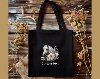 Custom Horse Tote Bag, Personalized Animal Lover Gift