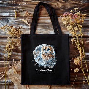 Winter Owl Tote bag, Custom Tote, Custom Animal Tote Bag, Pets, Animal, Personalized, Custom, Woodland Animal, Animal Lover Gift