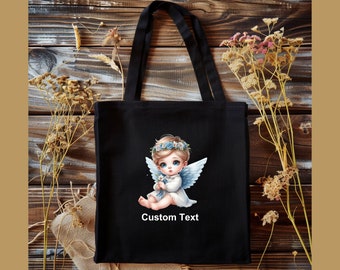 Boy Angel 100% Cotton Canvas Tote Bag, Personalized