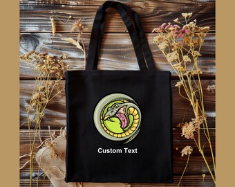 Custom Snake Cotton Canvas Tote Bag, Animal Lover Gift