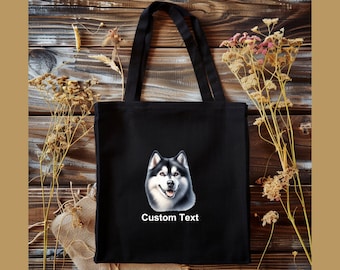 Siberian Husky Tote Bag, Personalized Custom Dog Portrait