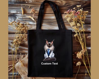 Custom Cat Portrait Tote Bag, Personalized Pet Lover Gift