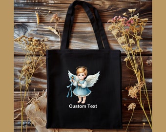 Angel 100% Cotton Canvas Tote Bag, Personalized