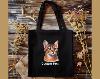Custom Cat Portrait Tote Bag, Personalized Pet Gift