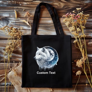 Winter Wolf Tote bag, Custom Tote, Custom Animal Tote Bag, Pets, Animal, Personalized, Custom, Woodland Animal, Animal Lover Gift