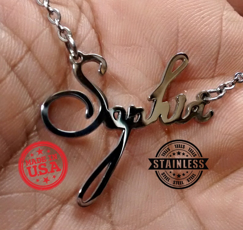 Stainless Steel name plate customized with your name Color Personalized initials pendant necklace charm