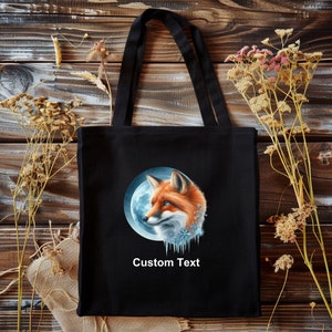 Winter Fox Tote bag, Custom Tote, Custom Animal Tote Bag, Pets, Animal, Personalized, Custom, Woodland Animal, Animal Lover Gift