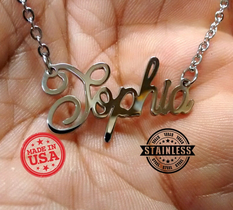 Stainless Steel name plate customized with your name Color Personalized initials pendant necklace charm