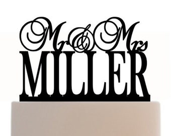 Personalized Mr and Mrs Last Name Wedding Cake Topper