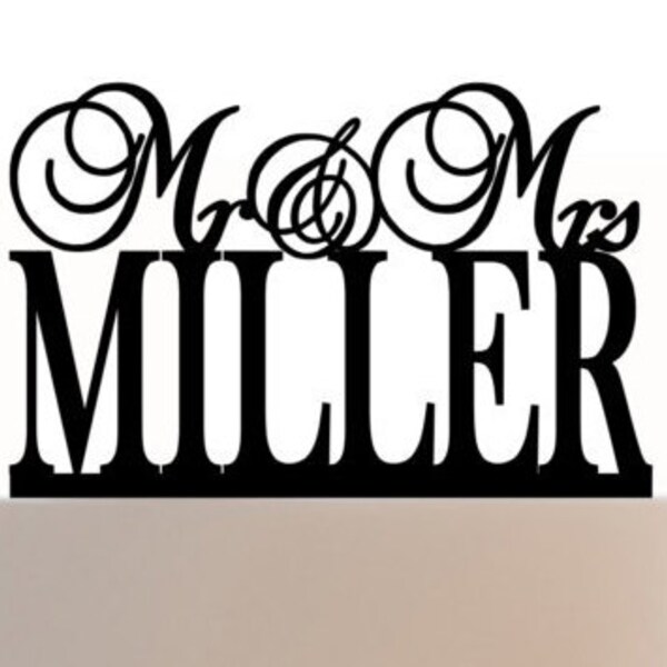 Personalized Mr and Mrs Last Name Wedding Cake Topper
