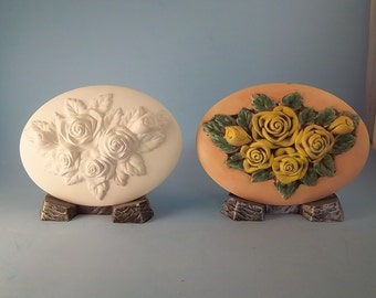 Wild Roses insert (D-1443 ) welcome sign-you paint Ceramic Bisque