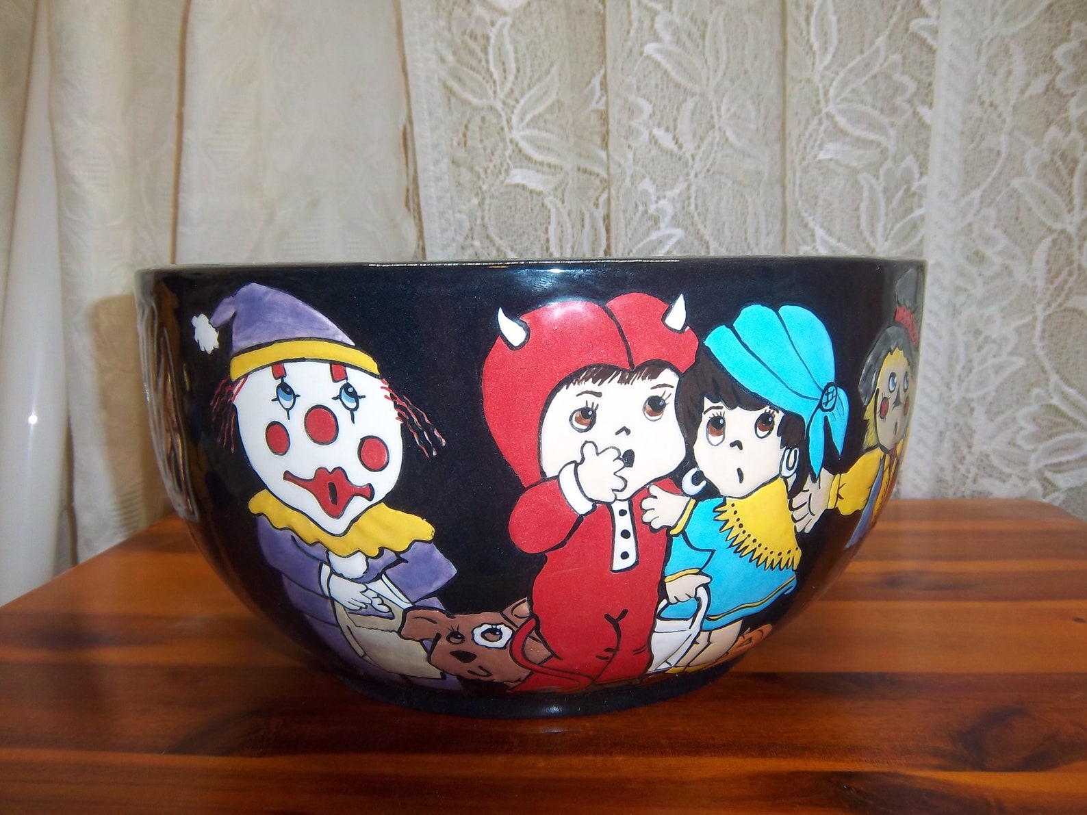 Large Halloween candy Bowl Ceramic Whimsical colorfull Etsy