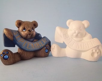 September Birthstone Bear Ceramic Bisque paint it your self